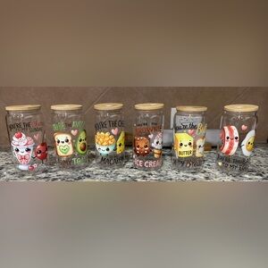 Valentines Shatterproof Food-Themed Shatterproof Cups with Wooden Lids & Straw